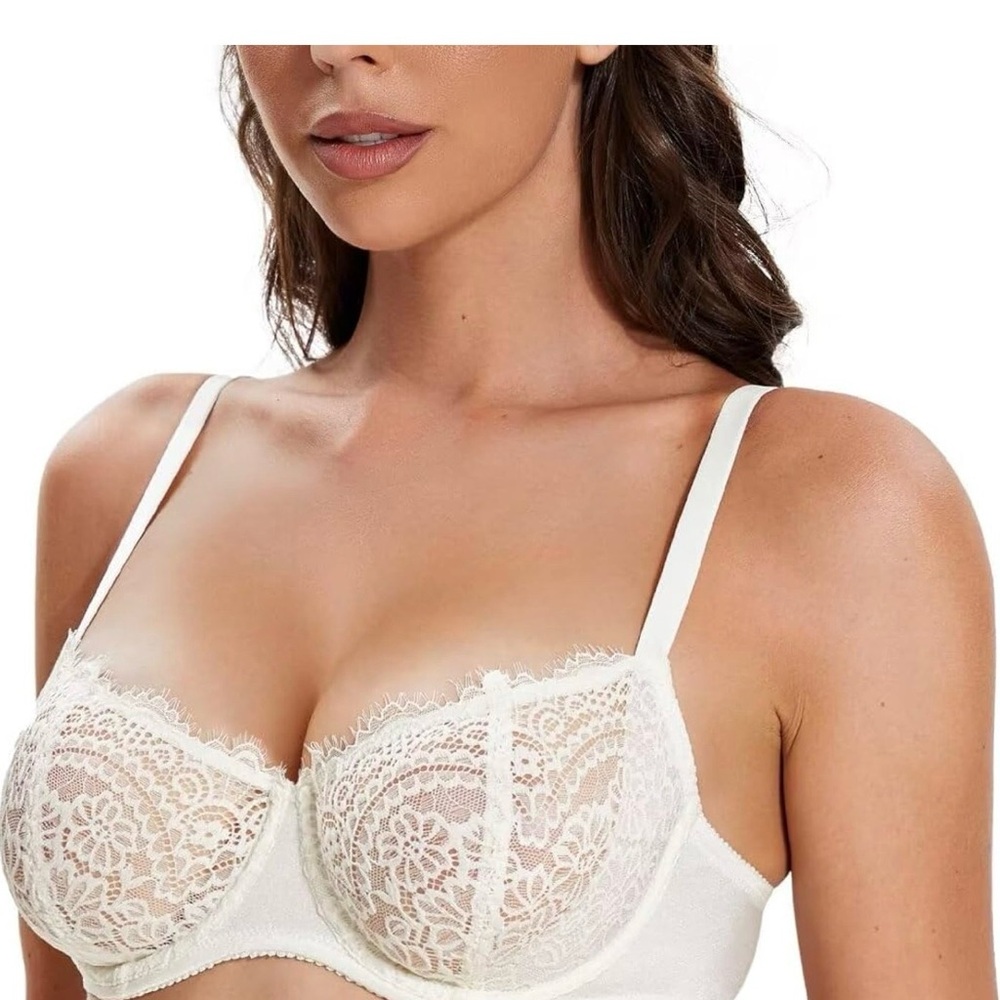 NWT Deyllo Lace Balconette Underwire Bra ( Ivory )